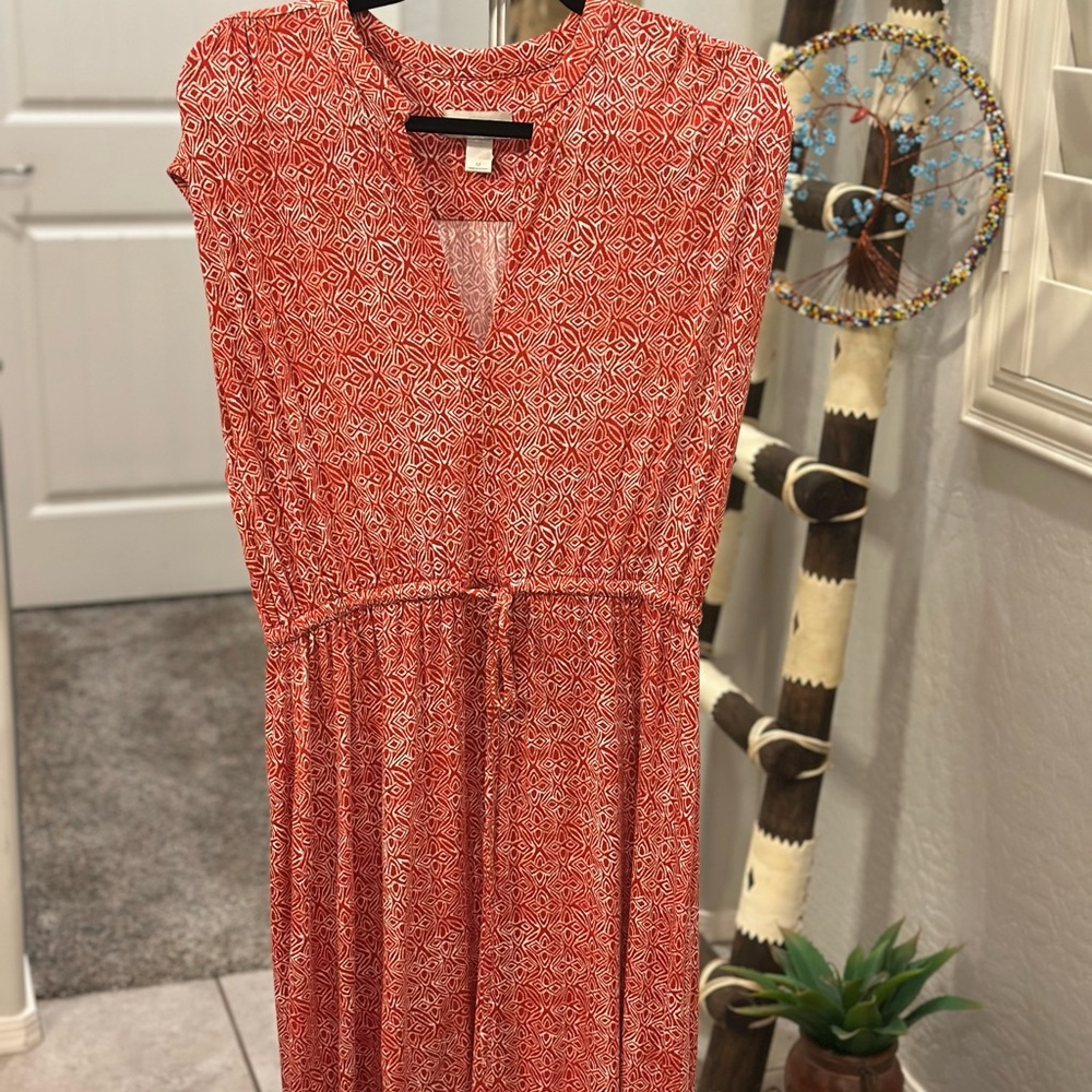 LOFT Red Patterned Dress - image 7